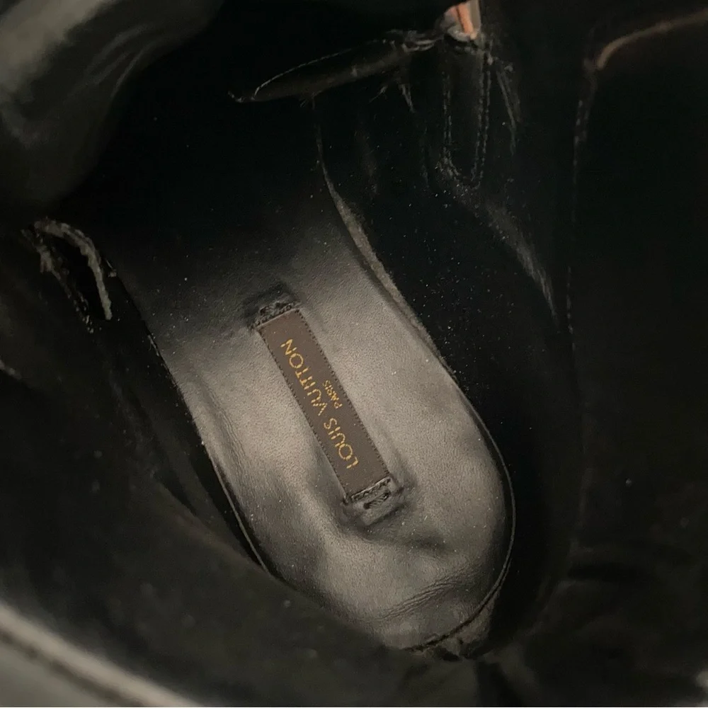 LOUIS VUITTON Leather Lace Up Combat Boots Ankle Booties - Picture 13 of 16